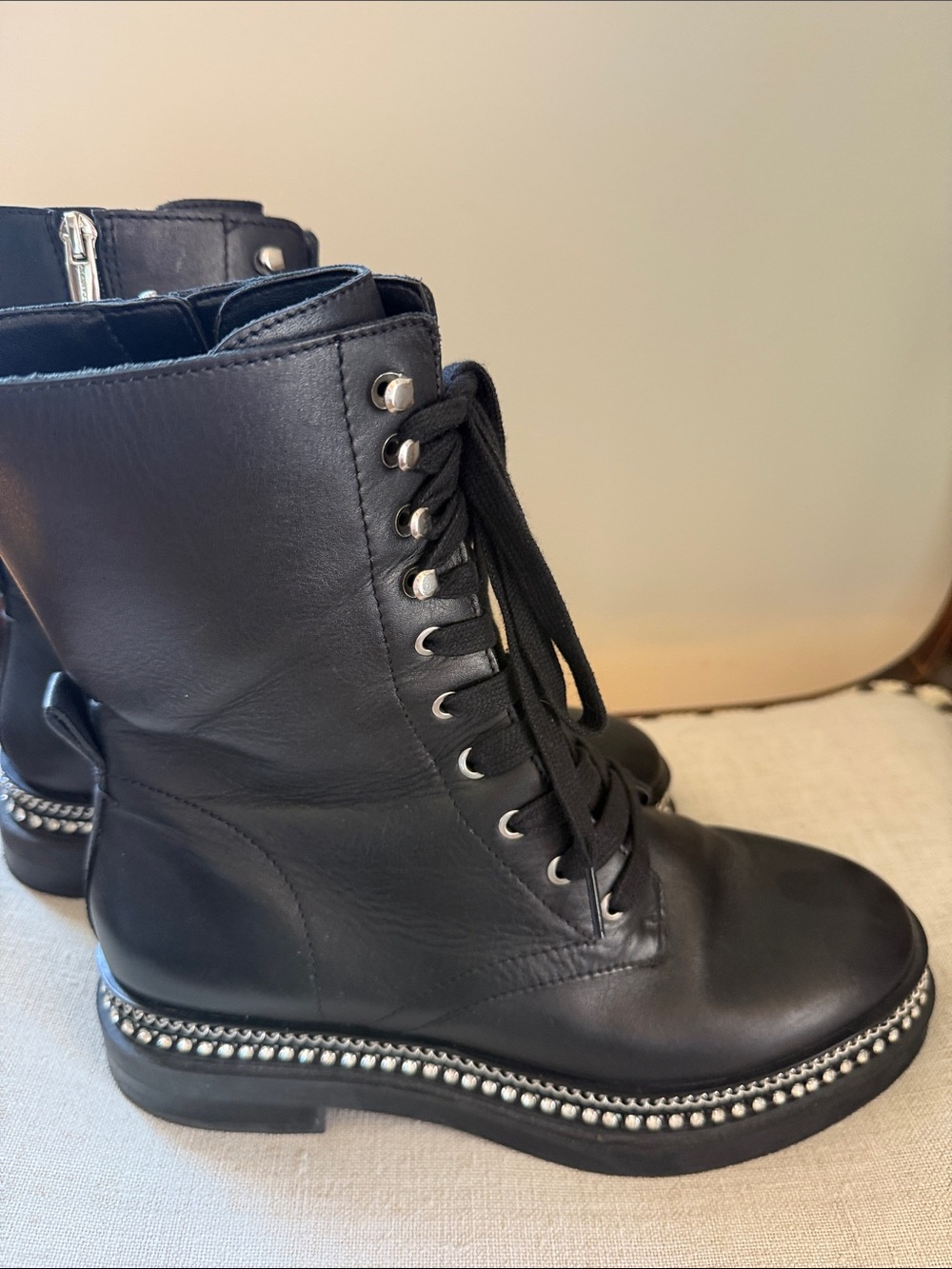 Vince Camuto Black Leather Boot with Embossed Crest